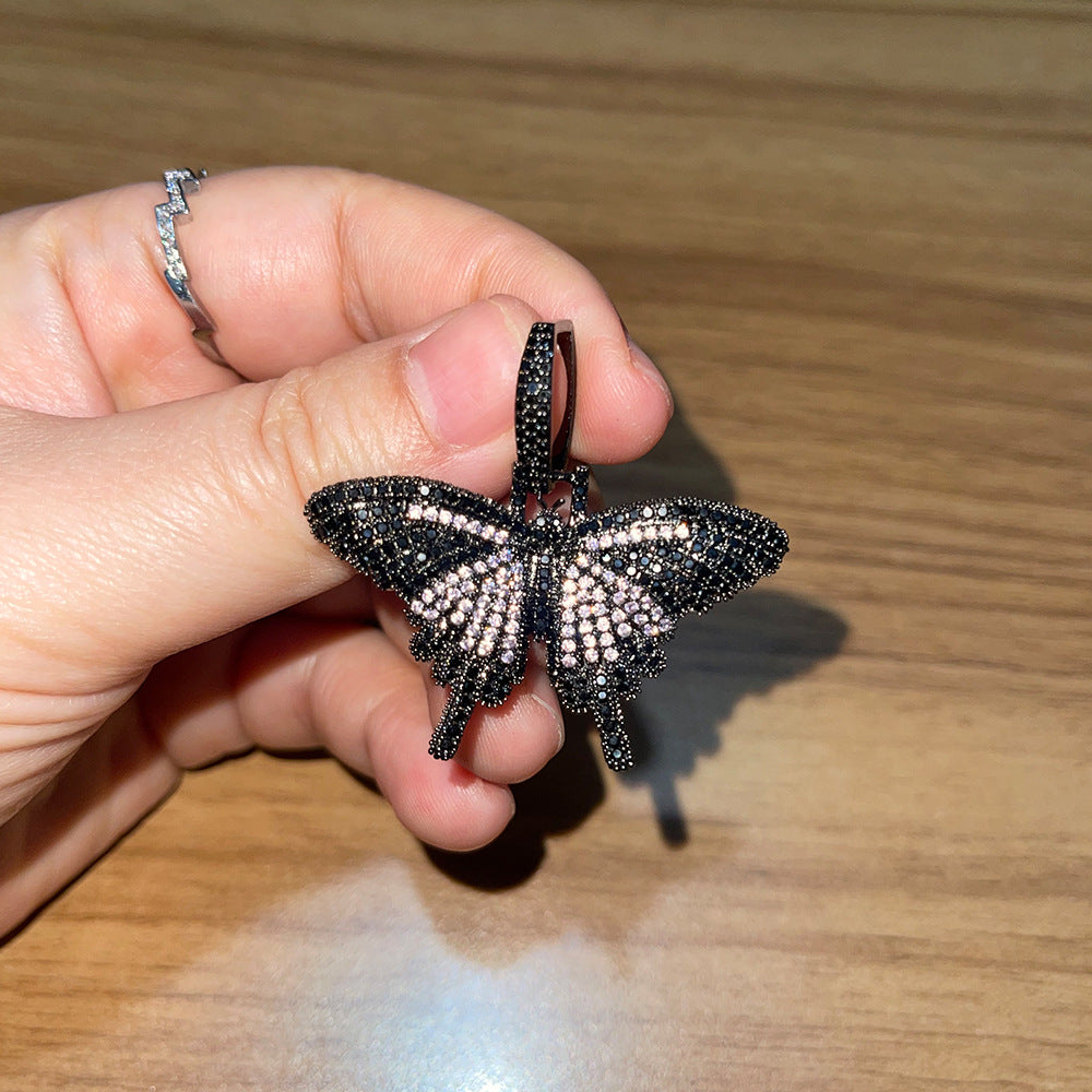 Europese hiphop kleur mini vlinder ketting gepersonaliseerde diamant vaste hanger ornamenten