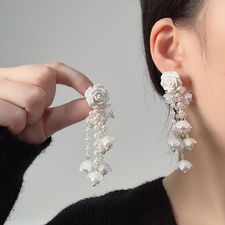 Pendientes de perlas de perlas elegancia de diseño de interés especial