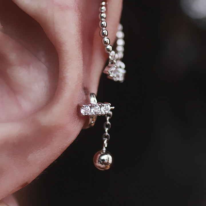 Gang géométrique perle rond des perles d'oreille Clip compact