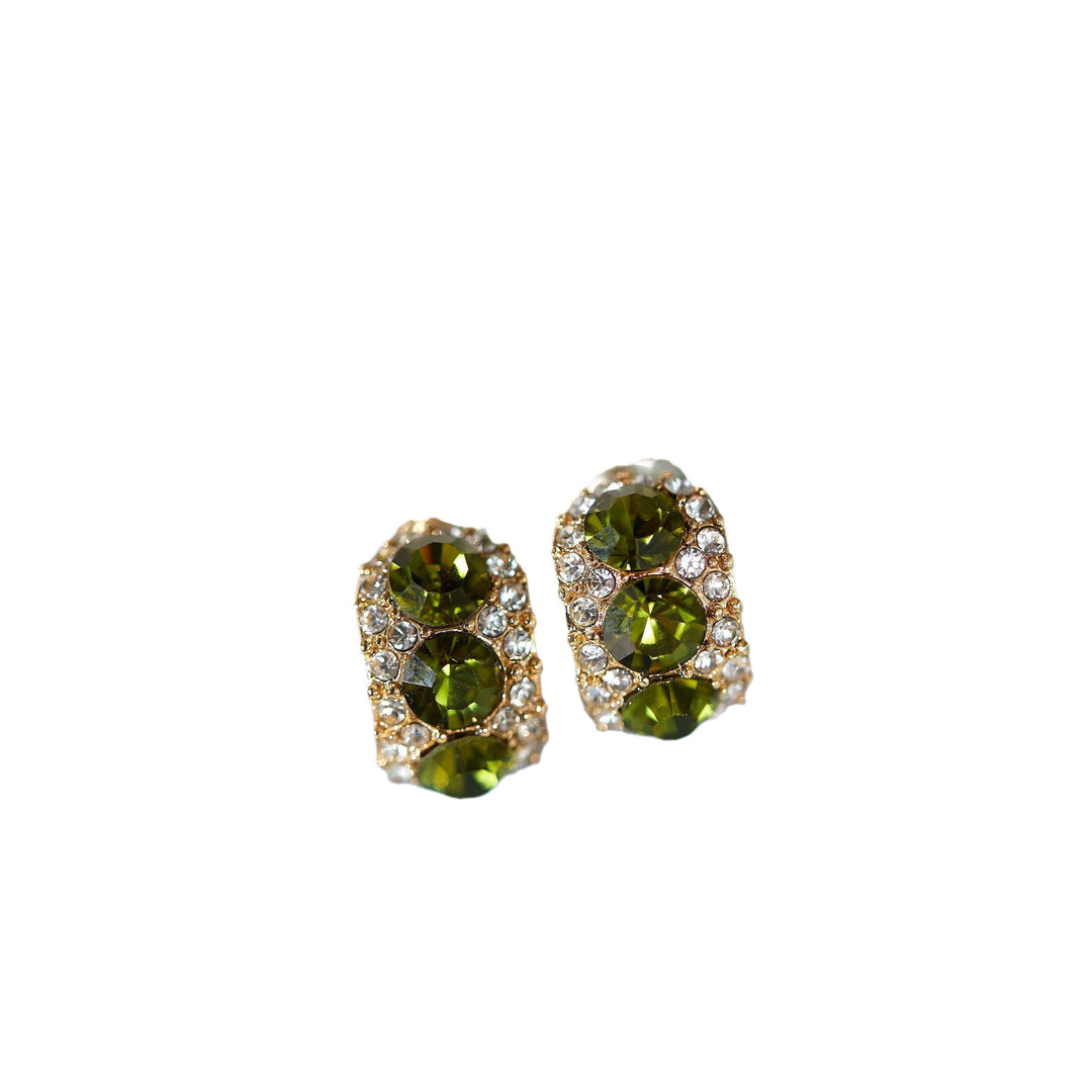 Boucles d'oreilles rétro exquises en zircon vert olive zircon