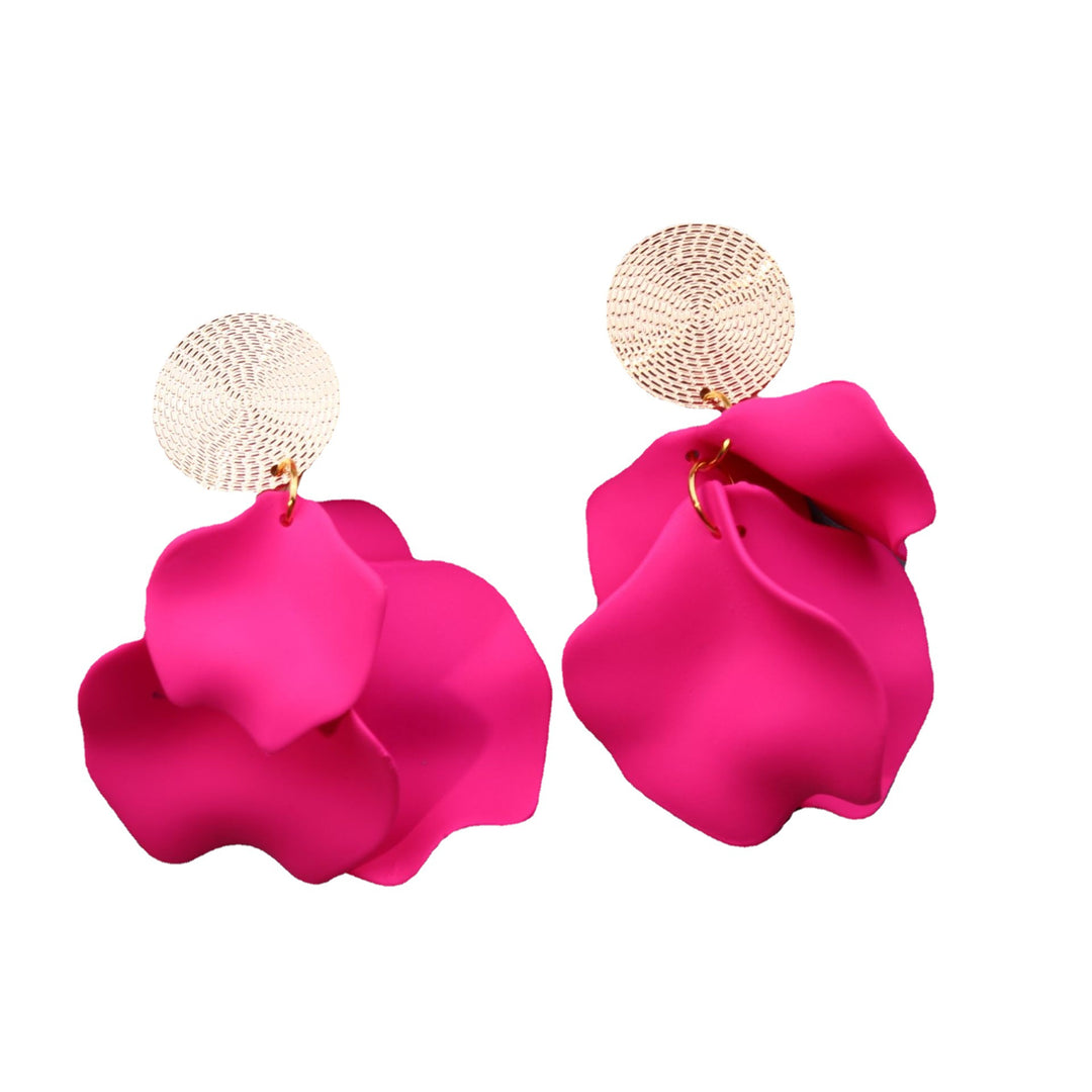 Bohemian Style Tassel Earrings Petals Spray Paint Pleated Candy Color