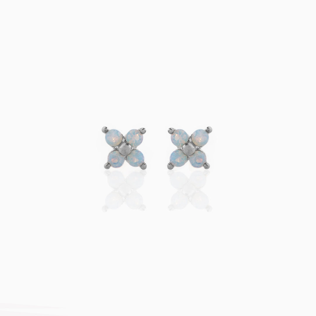 Cute Blue Flower Stud Earrings Copper Plated Real Gold