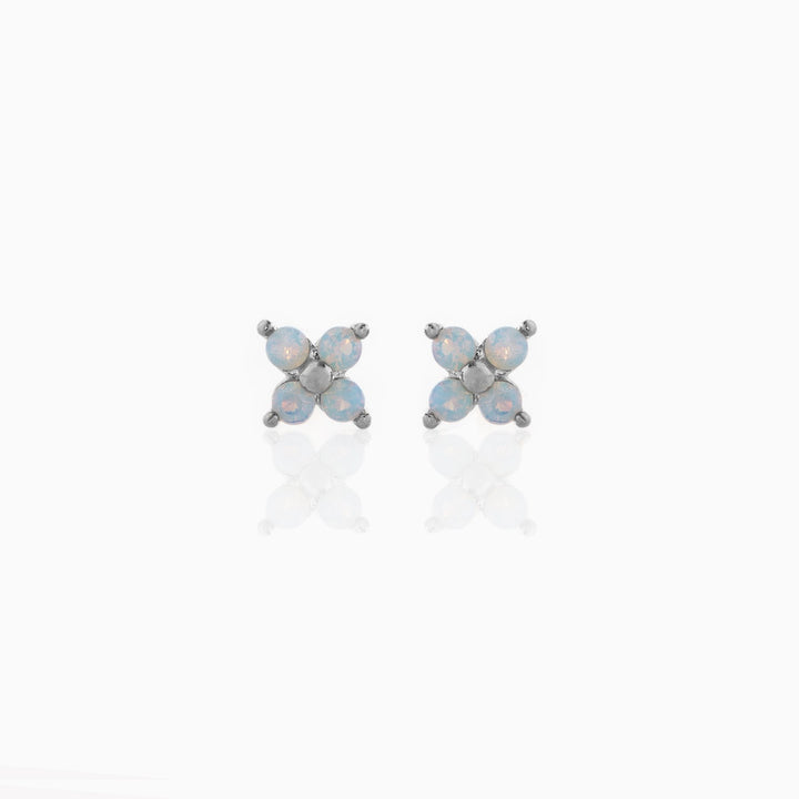Cute Blue Flower Stud Earrings Copper Plated Real Gold