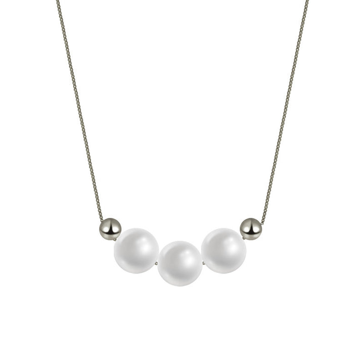 925 Silver Round Necklace Shell Pearl