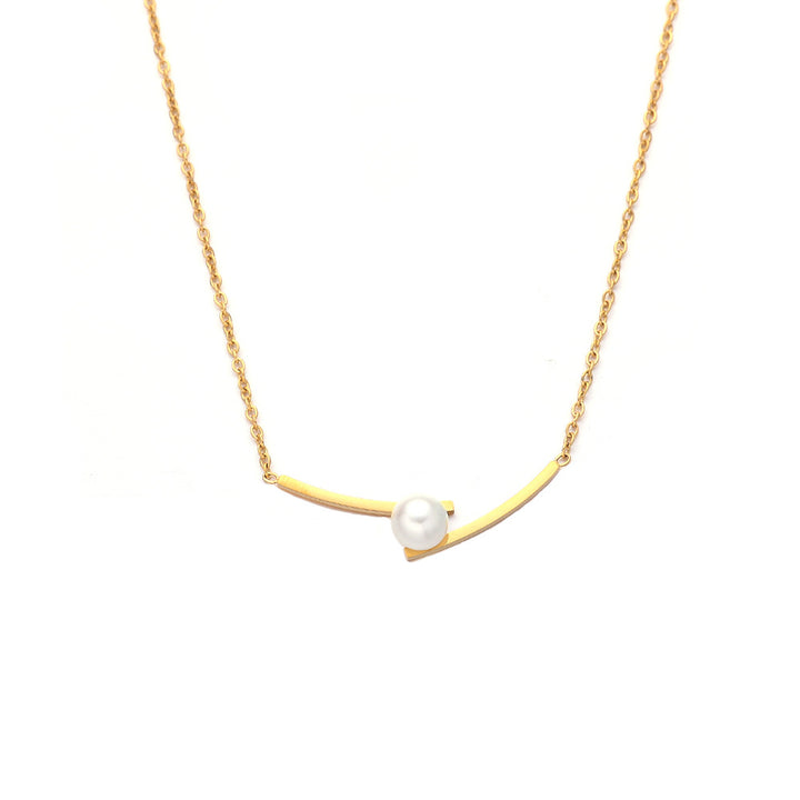 Stainless Steel Necklace Pearl Gold Pendant