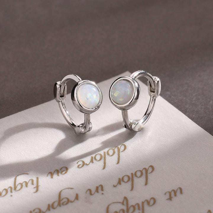 Syntetyczny kolor opal stone pierścień uszy okrągły moda kobiety
