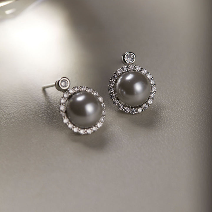 Small Delicate Pearl Zircon Ear Studs