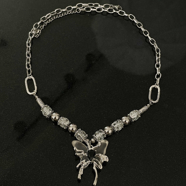 Perles de glace divisée couture un collier papillon femelle intérêt spécial luxe léger