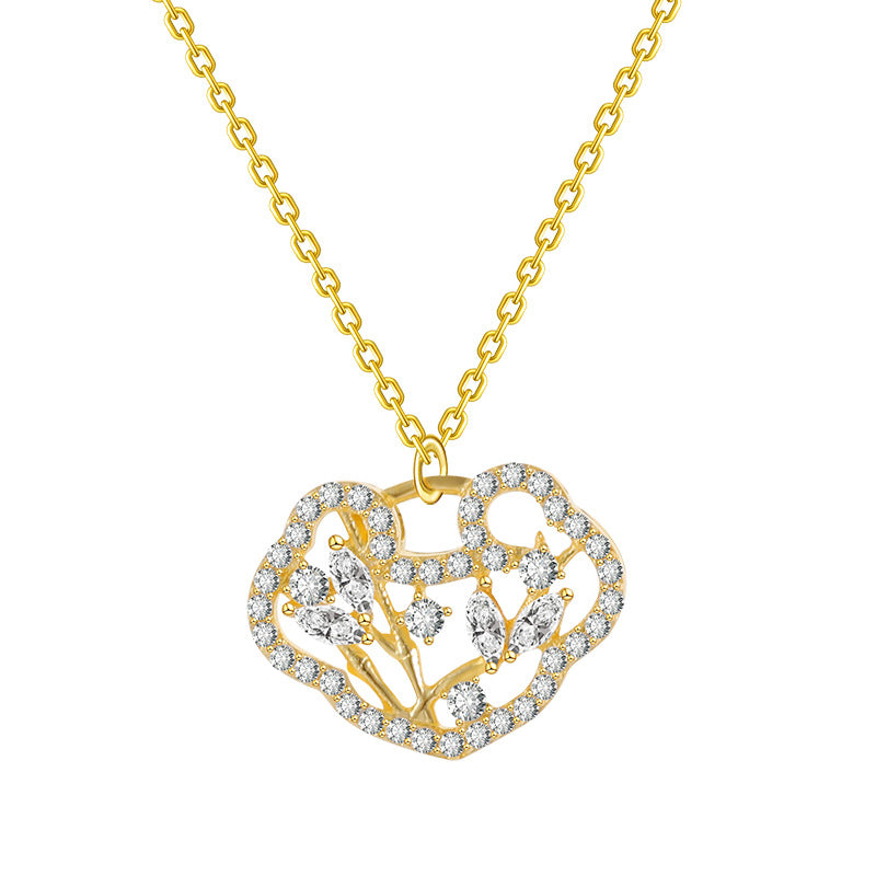 S925 NET rotes Windlicht Luxus Full Diamond Halskette Frauen Glücksschlüsselkette Kette