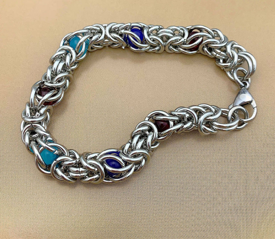 Klein Blue Beads Advanced Design Heavy Metal Nieuwe armband voor vrouwen