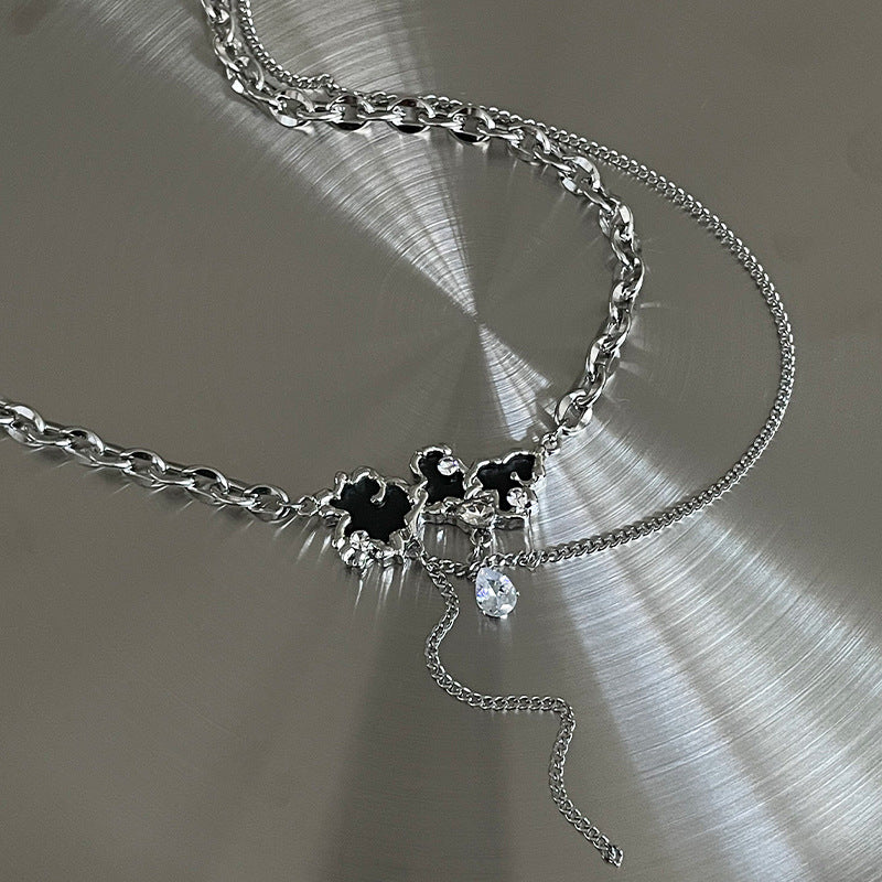 Special-interest Design Black Auspicious Cloud Zircon Pendant Necklace