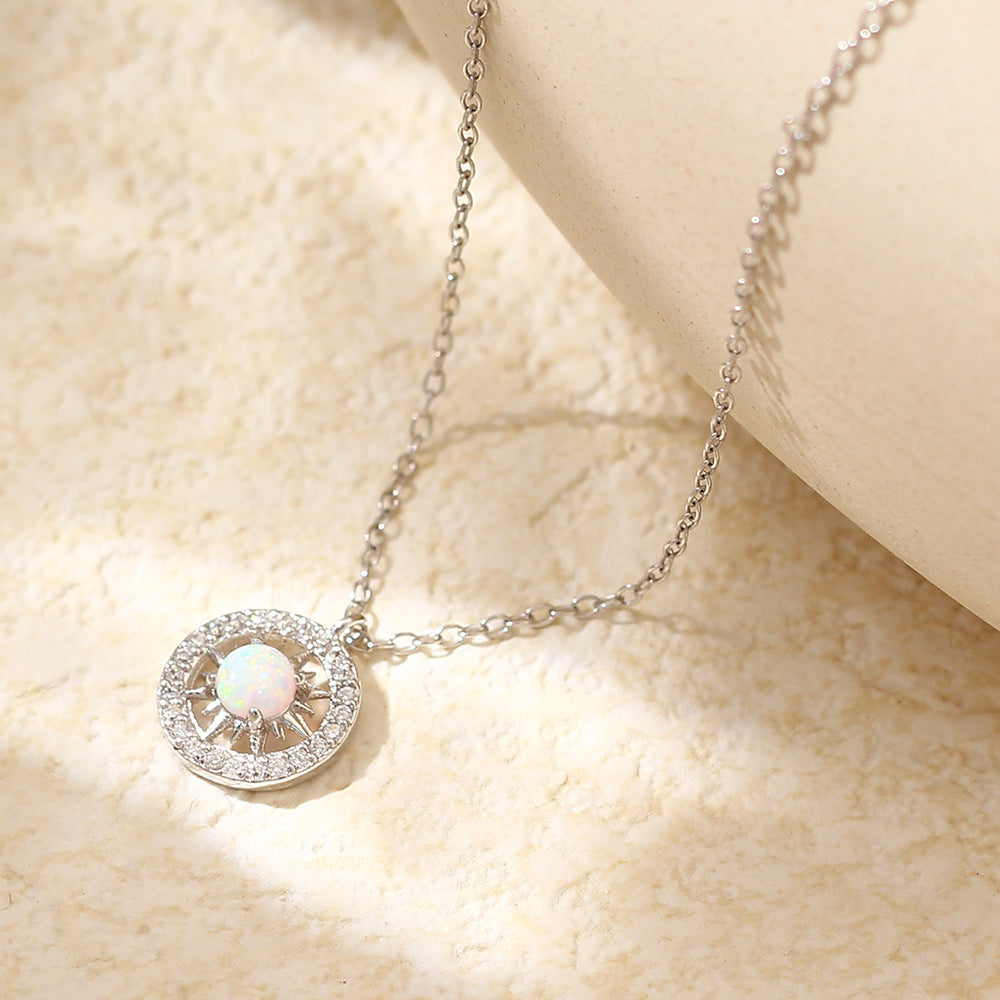 Nische Halskette Silber Opal -Asterismus Diamant