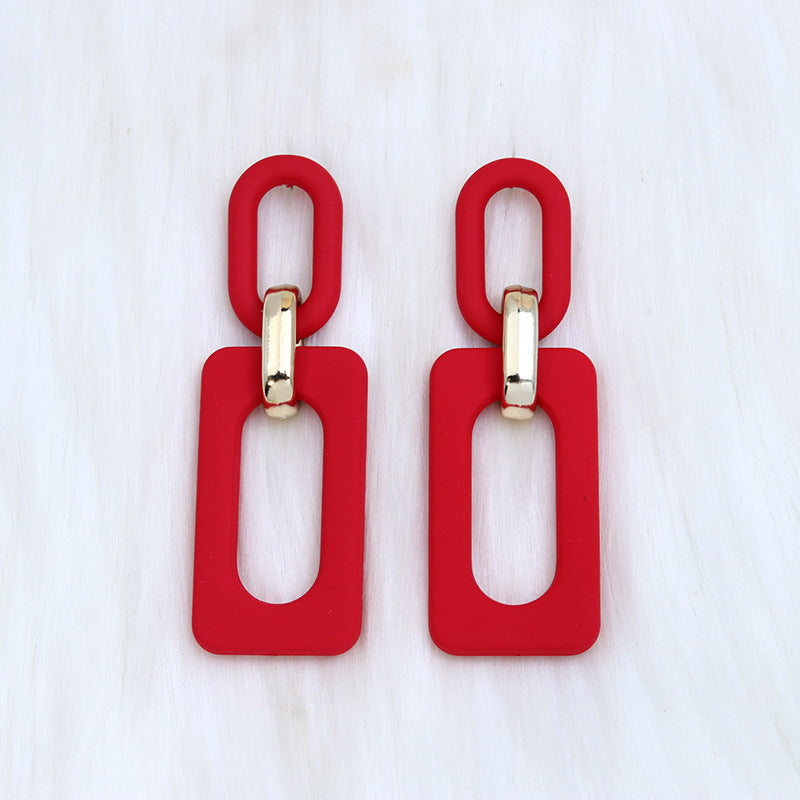 Pendientes acrílicos de costura rectangular hueco retro retro