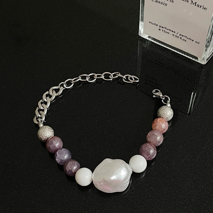 Brazalete de piedra de costura de perlas