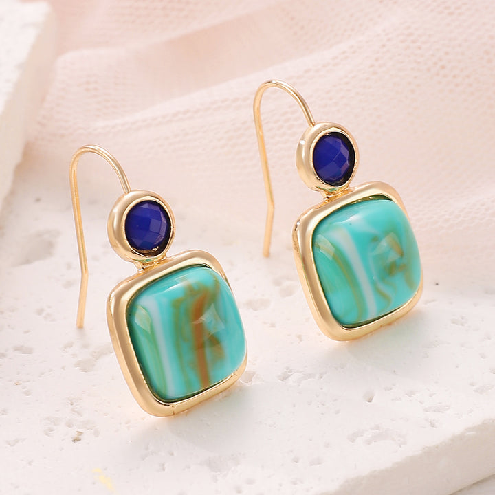 Simple Geometric Square Turquoise Earrings For Women