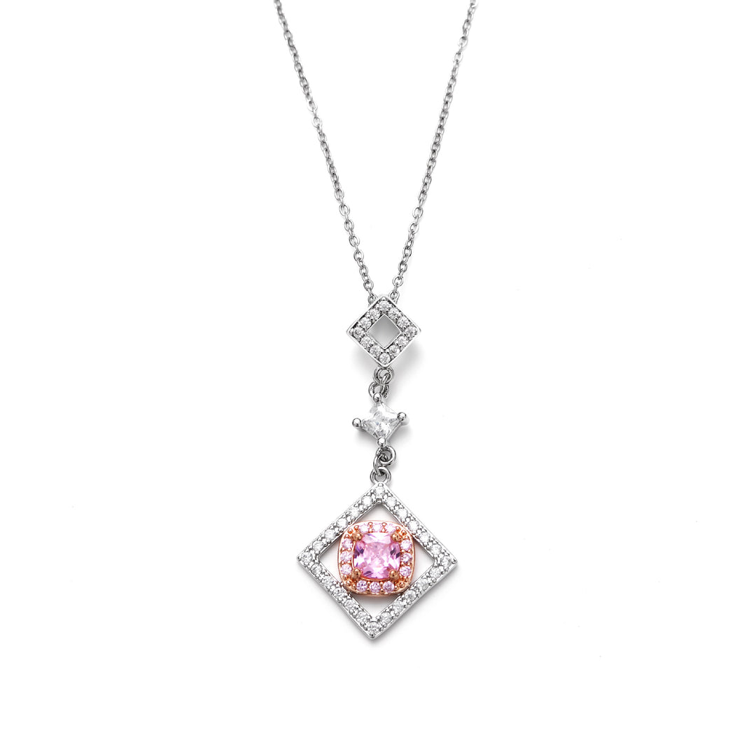 Vierkante diamanten hanger ketting voor vrouwen elegant