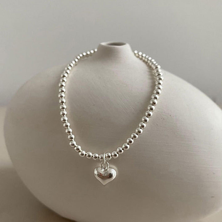 Silver Sweet Loving Heart Bracelet Women's Retro Simple Geometric
