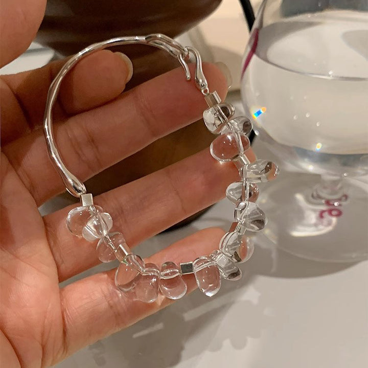 Bracelet en cristal blanc naturel en argent sterling pour femmes