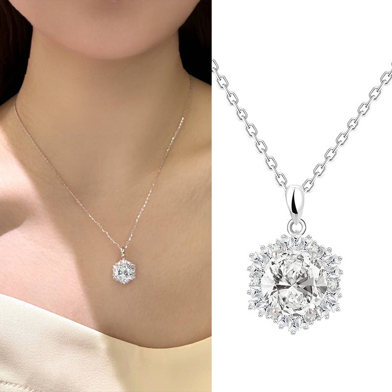 Snowflake S925 Sterling Silver Necklace For Women Special Interest Light Luxury