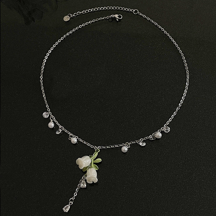 Süße kühle weiße Blume Perle Quasten Halskette