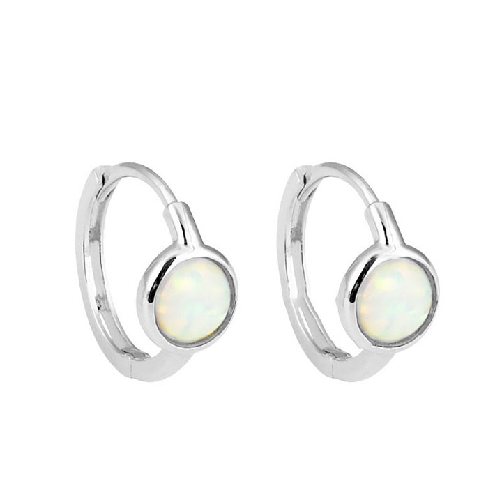 Color sintético Opal Stone Ear anillo de moda redonda Mujeres