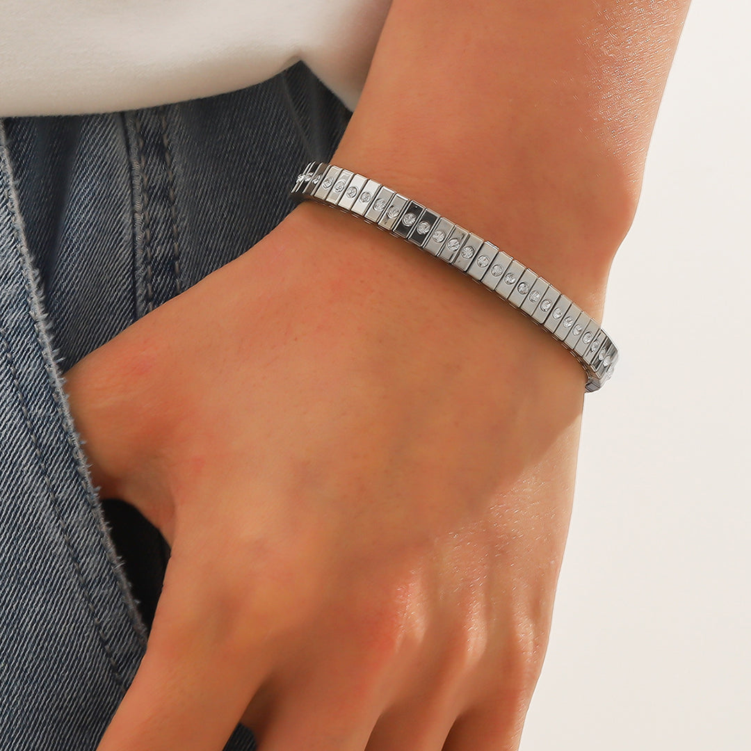 Bracelet élastique en diamant en acier inoxydable froid pour les hommes