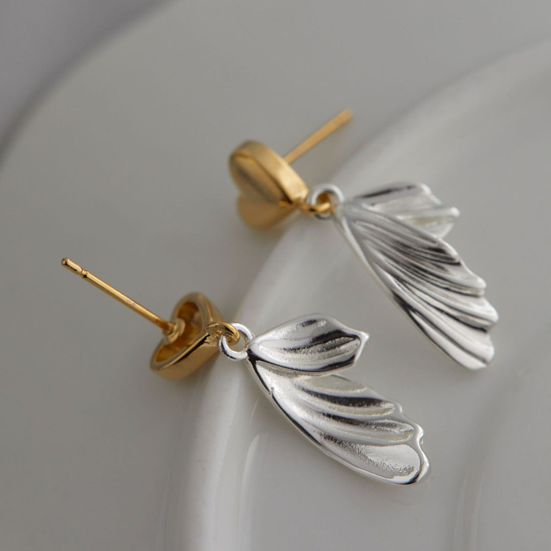 Goud- en zilveren contrastkleur Love Fishtail oorbellen Speciaal belang Design