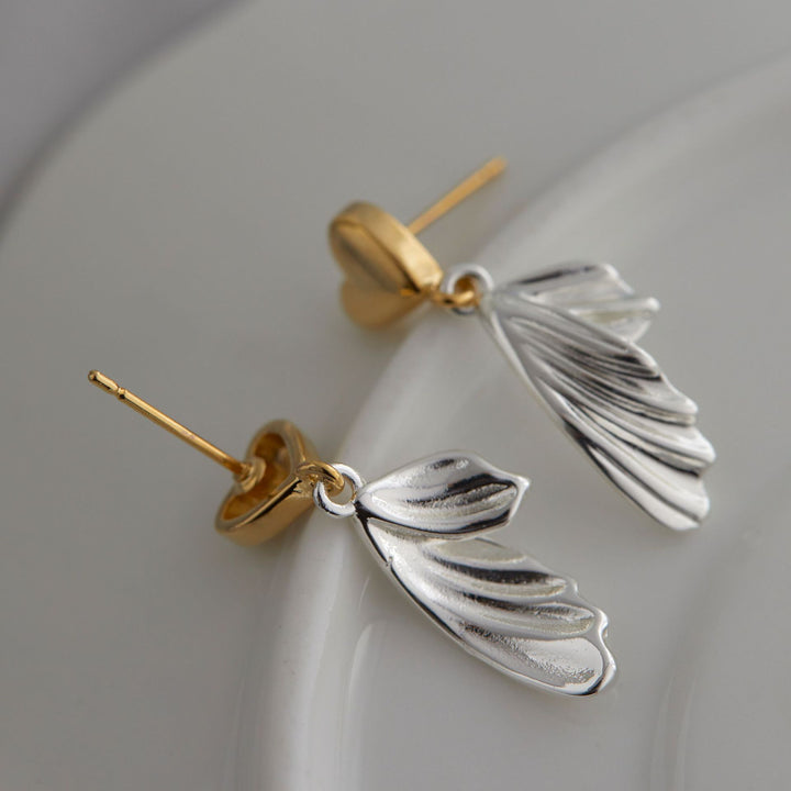 Золотой и серебряный контраст цвета любви Серьги рыбьего хвоста специально интересные дизайн