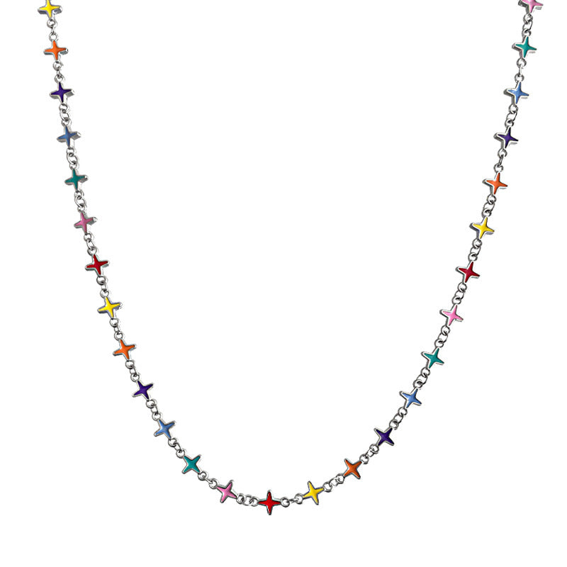 Colorful Oil Necklace XINGX Cross Necklace