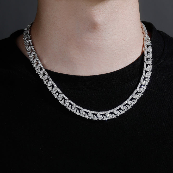 Collares de hip hop de cadena de enlace cubano de diamante de 10 mm de 10 mm
