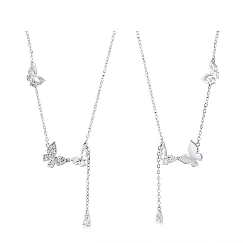 Butterfly Necklace Female Accessories S925 Sterling Silver Light Luxury Minority Ins
