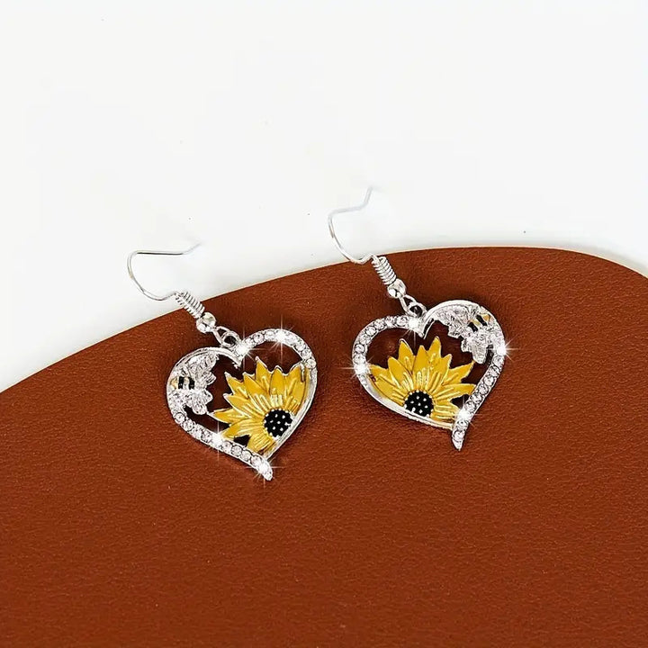 Cute Lady Animal Bee Sunflower Heart Earrings