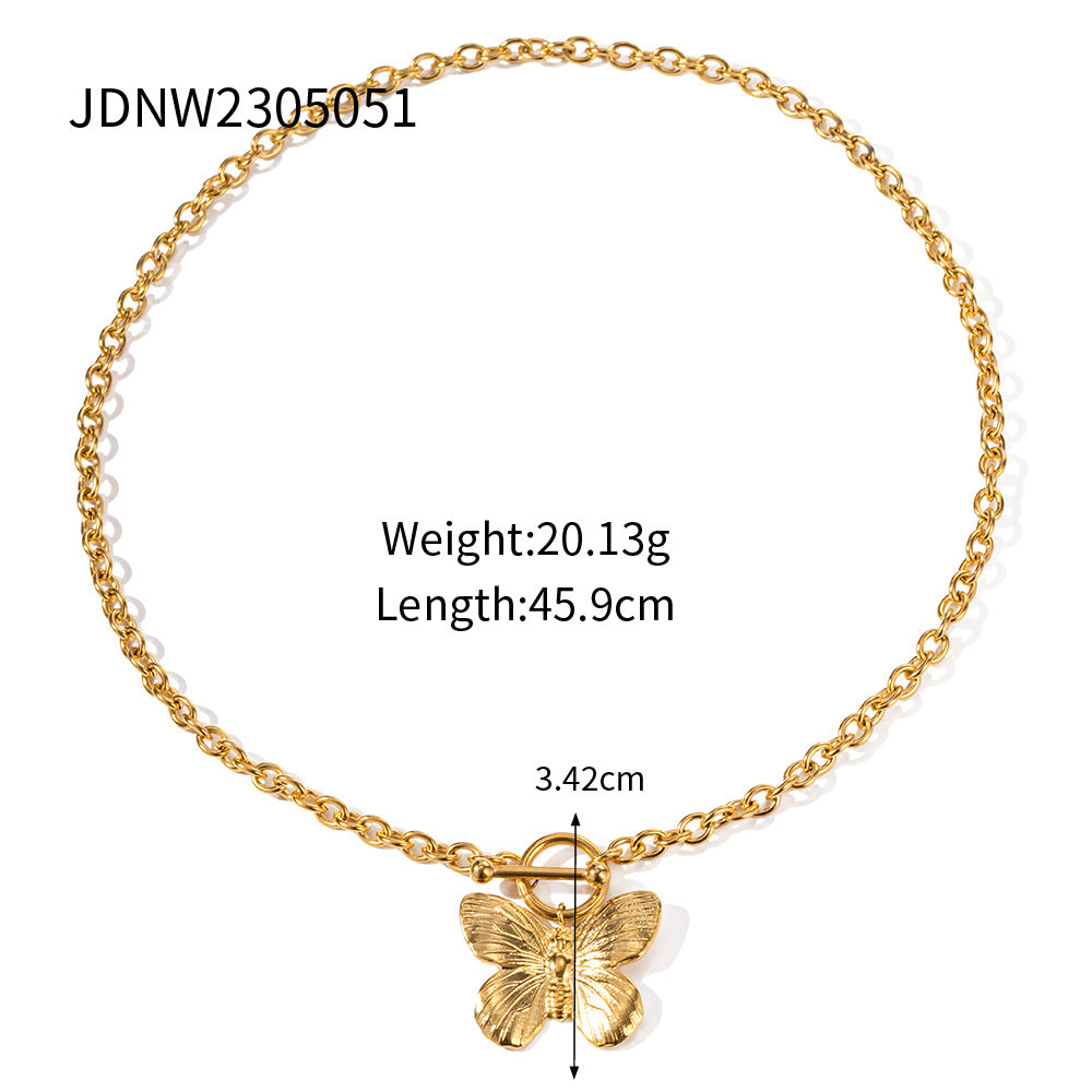 Fashion High-grade 18K Gold Plated Pendant Ornaments Light Luxury Minority Butterfly Necklace