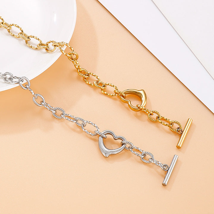 Bracelet en acier en acier inoxydable de chaîne de coutures de couture de cœur pêche