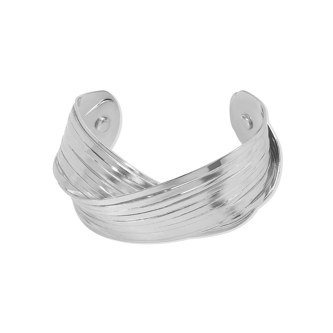 Diseño de moda de alto perfil lineal pulsera brillante hueco