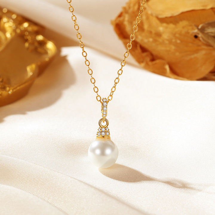 S925 Silver Fashion Afsonable Luxury Style Collar para perlas para mujeres Drinestone Zircon