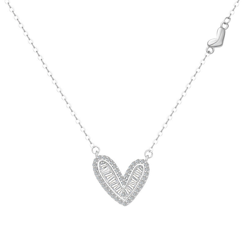 925 Сребърно колие висококачествен Love Light Luxury Minory Zircon Clavicle Chain