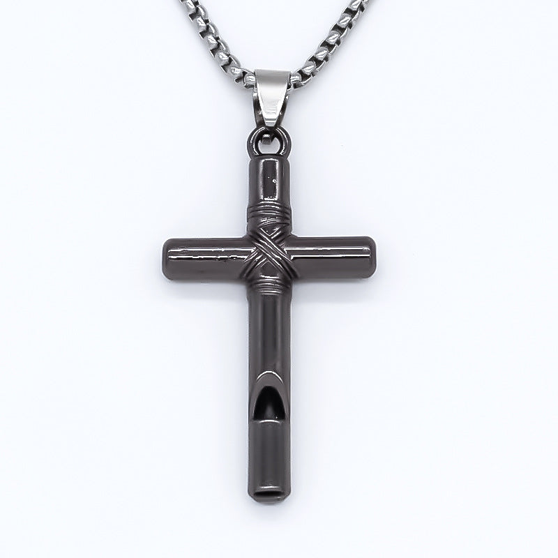 Cross Knife Pendant Men's Metal Alloy Necklace