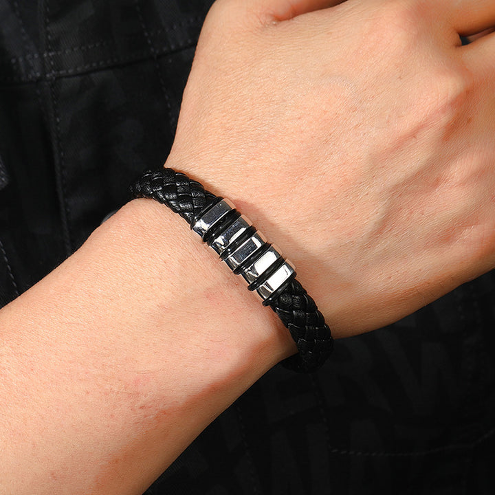 Multi-Layer-Leder-Wobenarmband-Handgelenksring