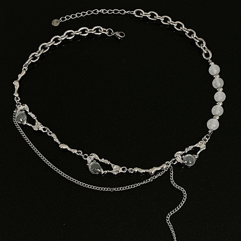 Kryss sømpinne runde perler halskjede