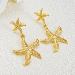 Pendientes de perlas de concha de estrella estrella de diamante de moda