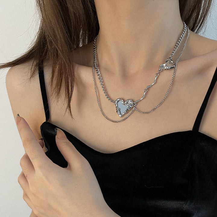 Sweet Cool Personality Mirror Love Necklace