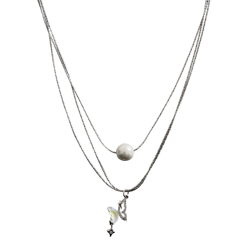 Special-interest Design Butterfly Pearl Multi-layer Necklace