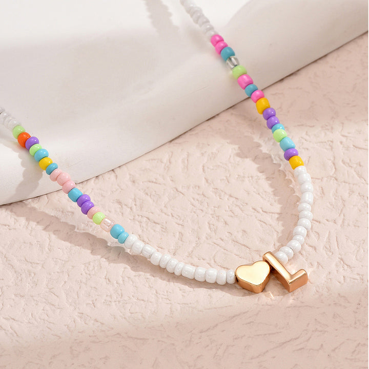 Collier de perle de perle de couleur 26 lettres