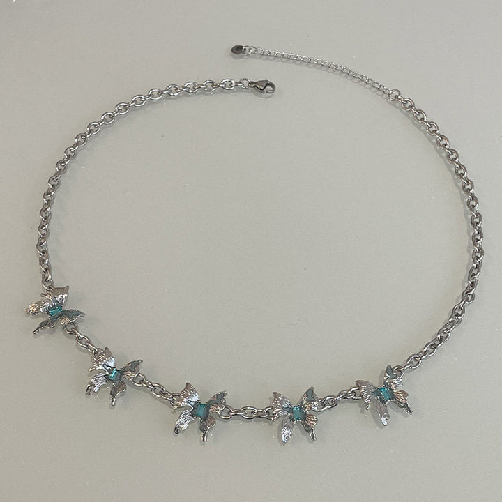 Special-interest Design Blue Diamond Butterfly Necklace