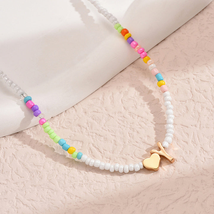 Collier de perle de perle de couleur 26 lettres