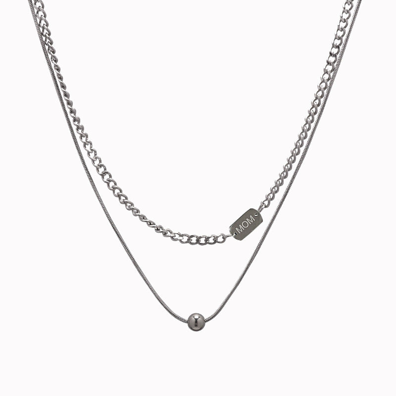 Spezialinteresse Design Doppelschicht quadratische Platte Runde Perlen Halskette
