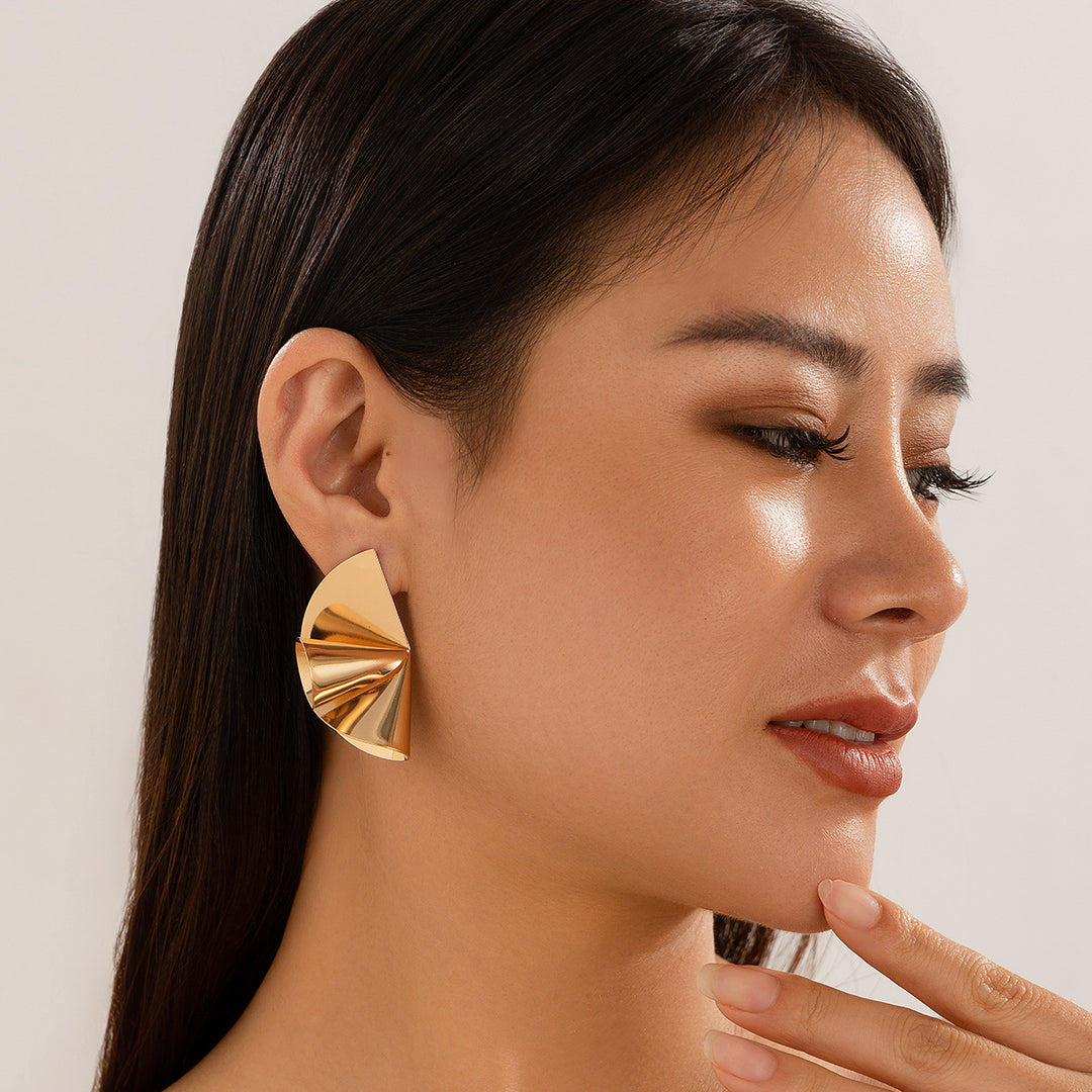Geometrische trendige weibliche unregelmäßige Ohrringe Doppelschicht