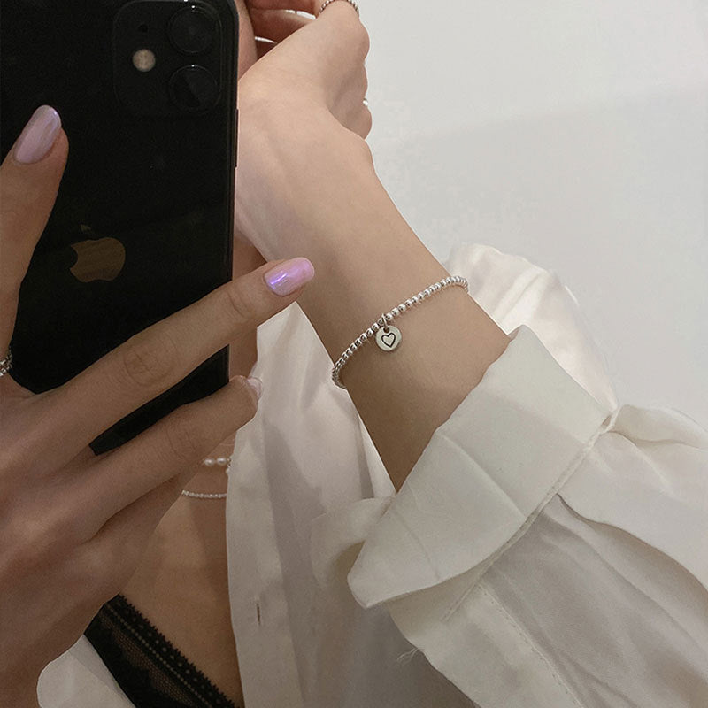 Silber süßes liebevolles Herz Armband Frauen Retro einfache Geometrie