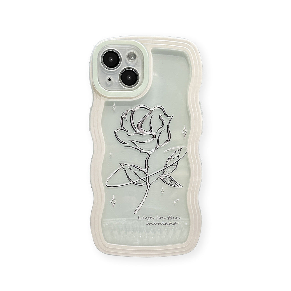 Carcasă de telefon transparent trandafir all-inclusive cu undă mare silicon carcasă moale